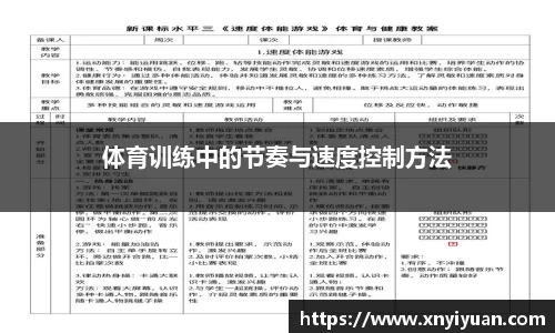 体育训练中的节奏与速度控制方法